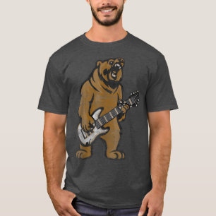 Camiseta Guitarrista Guitarrista Urso Jogador De Bass Guita
