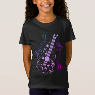 Camiseta Guitarrista Jogadora de Música Purple Girl T-Shirt