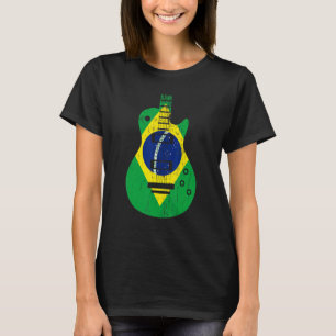 Camiseta Guitarrista Música Antiga Bandeira do Brasil
