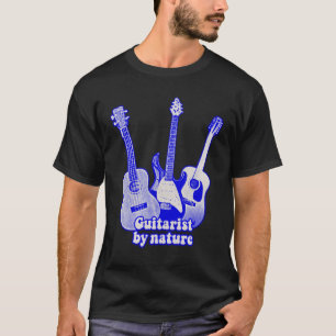 Camiseta Guitarrista por natureza. Guitarras azuis retro