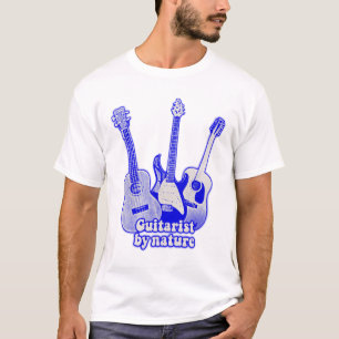 Camiseta Guitarrista por natureza. guitarras azuis retrô