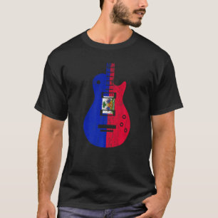 Camiseta Guitarrista Vintage Música Bandeira do Haiti