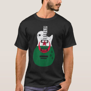 Camiseta Guitarrista Vintage Músico Bandeira da Argélia