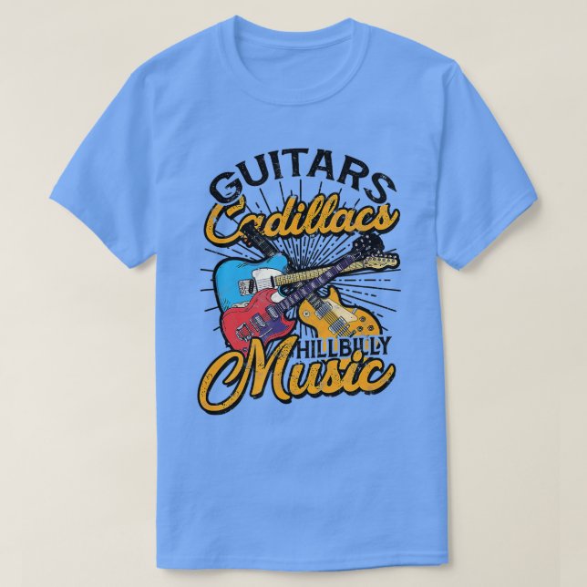 Camiseta Guitars Cadillacs Hillbilly Music Lyrics e canção (Frente do Design)