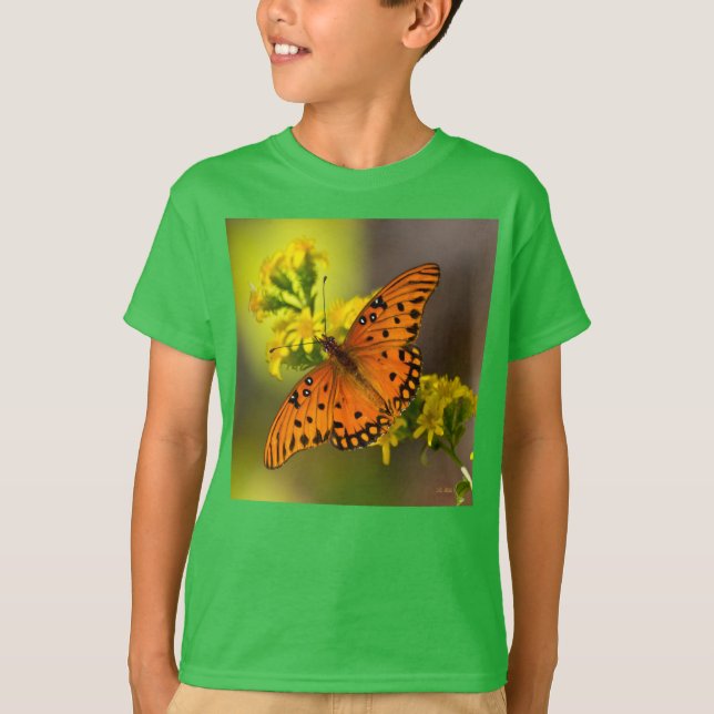 Camiseta Gulf Fritillary aka Passion Butterfly on Goldenrod (Frente)