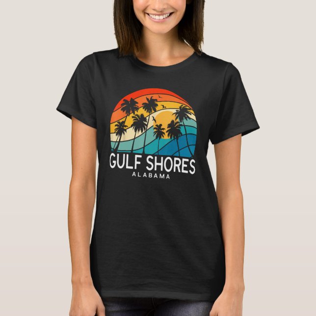 Camiseta Gulf Shores Alabama Palm Tree Tropical Beach Souve (Frente)