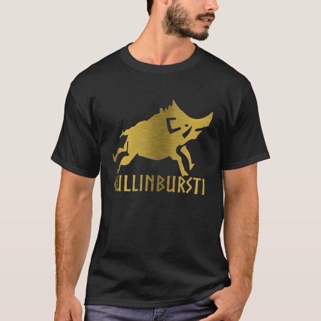 Camiseta Gullinbursti Dourado Boar Norse Mythology Viking H (Frente)