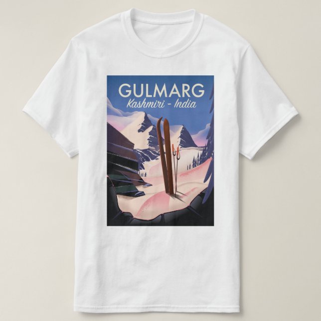 Camiseta Gulmarg Kashmiri India Ski poster (Frente do Design)