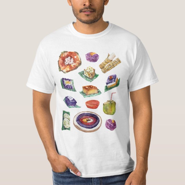 Camiseta Guloseimas filipinas da comida na aguarela Pinoy (Frente)