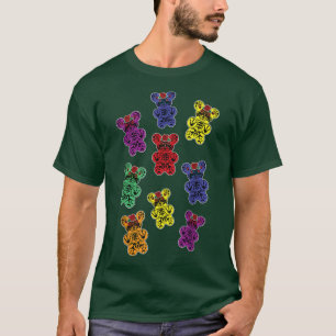 Camiseta Gummies calvários ursos, ursos, gomas e esqueleto