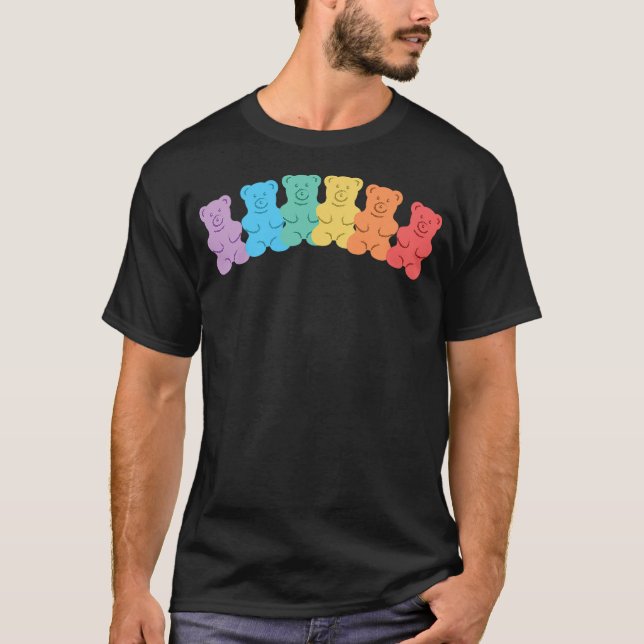 Camiseta Gummy Bear Rainbow, Funny Gummy Bear (Frente)