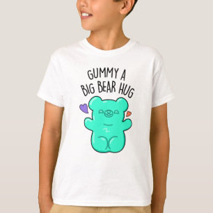 Camiseta Gummy Um Urso Grande Abraçando Doces Engraçados