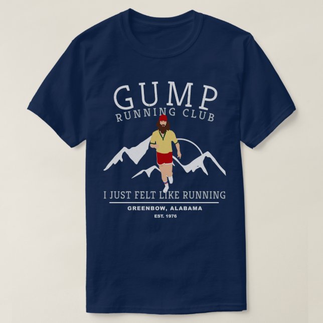 Camiseta GUMP Running Club Greenbow Alabama Est 1976 (Frente do Design)