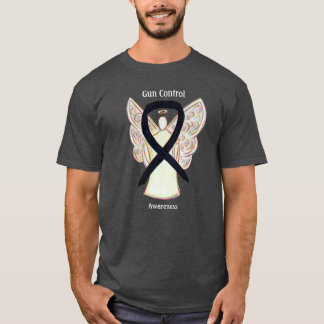 Camiseta Gun Control Black Awareness Ribbon Angel T-Shirt