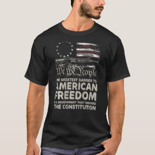 Camiseta Gun USA Flag American Freedom Funny Governo (em