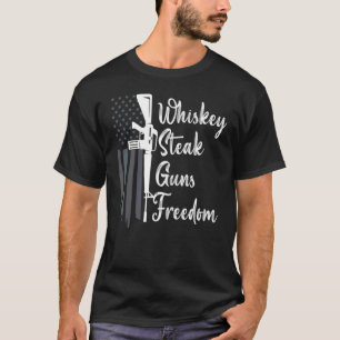 Camiseta Gun Whisky Beer E Liberdade Com Bandeira Americana