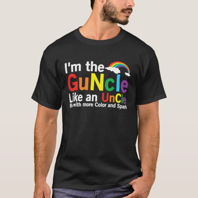 Camiseta Guncle Gay Uncle Pride Color Rainbow (Frente)