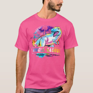 Camiseta Guncle Saurus Dinosaur T Rex Rainbow Pride Cor G