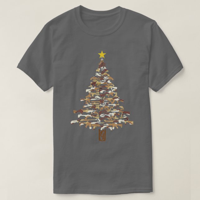 Camiseta Guns Christmas Tree Camo Impressão Xmas Gift For G (Frente do Design)