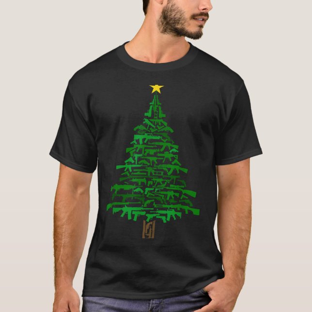 Camiseta Guns Christmas Tree - Xmas Gift For Guns Lover  (Frente)