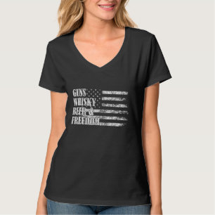Camiseta Guns Whiskey Beer E Liberdade Veterana American Fl