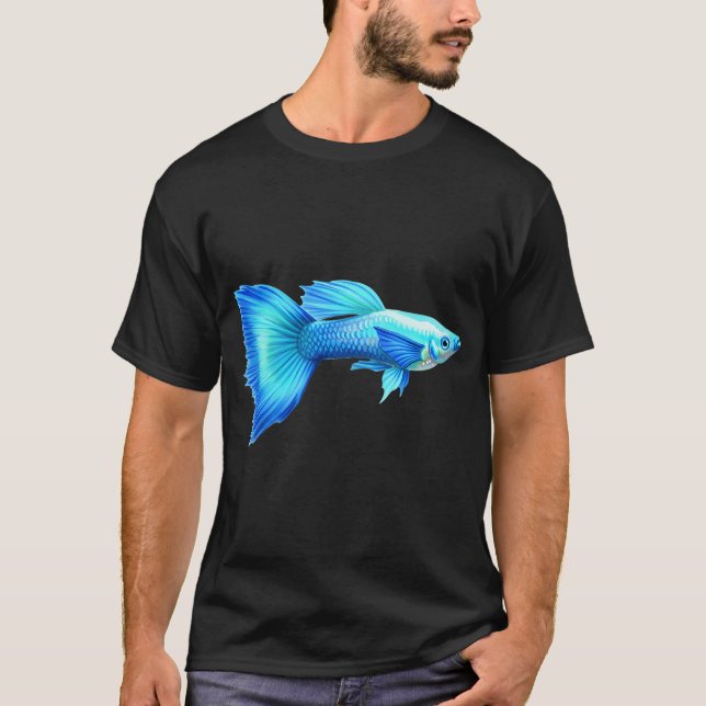 Camiseta guppy azul neon (Frente)