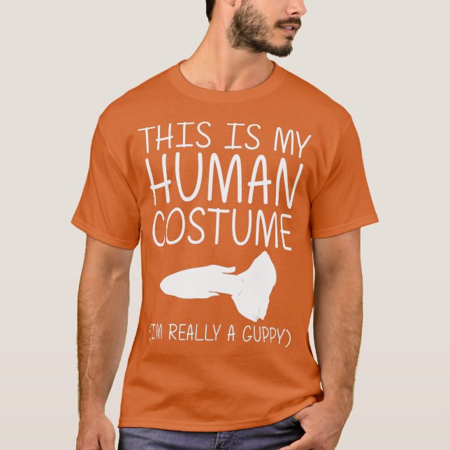 Camiseta Guppy Easy Halloween Figurume Humano Peixe-arco-ír (Frente)