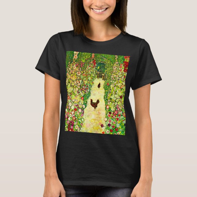 Camiseta Gustav Klimt Garden com Galinhas (Frente)