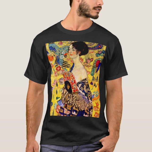 Camiseta Gustav Klimt Lady com ventilador (Frente)