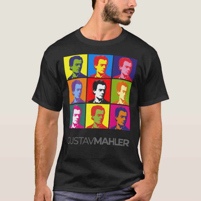 Camiseta Gustav Mahler pop-art retrato poster Clássico T-Sh (Frente)