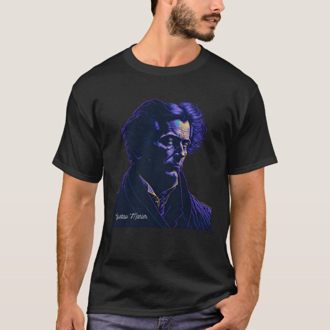 Camiseta Gustav Mahler  Portrait Composer Illustration Pian (Frente)