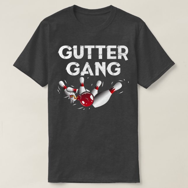 Camiseta Gutter Gang Boliche Engraçado Boliche T (Frente do Design)