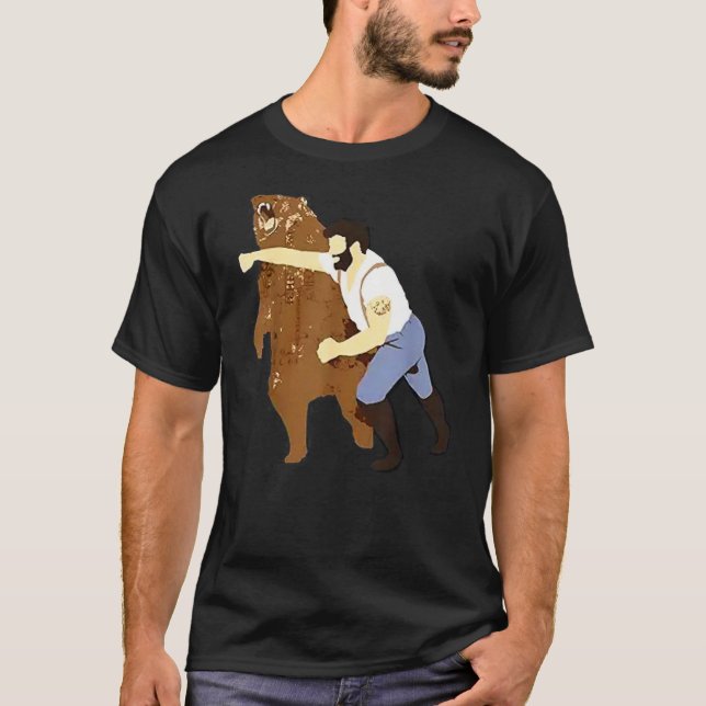 Camiseta Guy Punching Bear (2) (Frente)