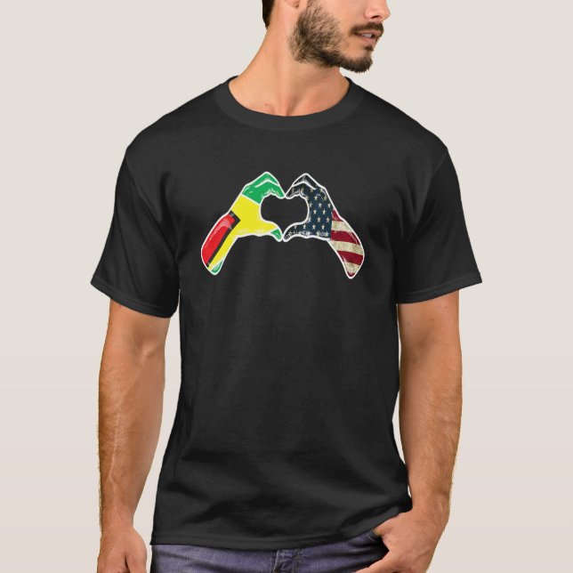 Camiseta Guyana American USA Flag - USA Guyanese Heart_1 (Frente)