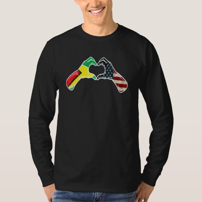 Camiseta Guyana American USA Flag - USA Guyanese Heart_1 (Frente)