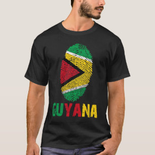 Camiseta Guyana Finger Impressão Flag I Love Guyana Viagem