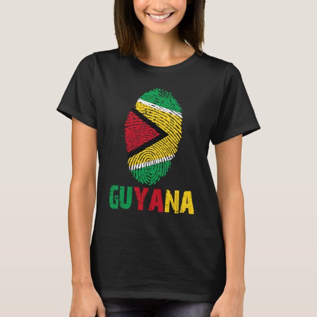 Camiseta Guyana Finger Print Flag  I Love Guyana Travel (Frente)