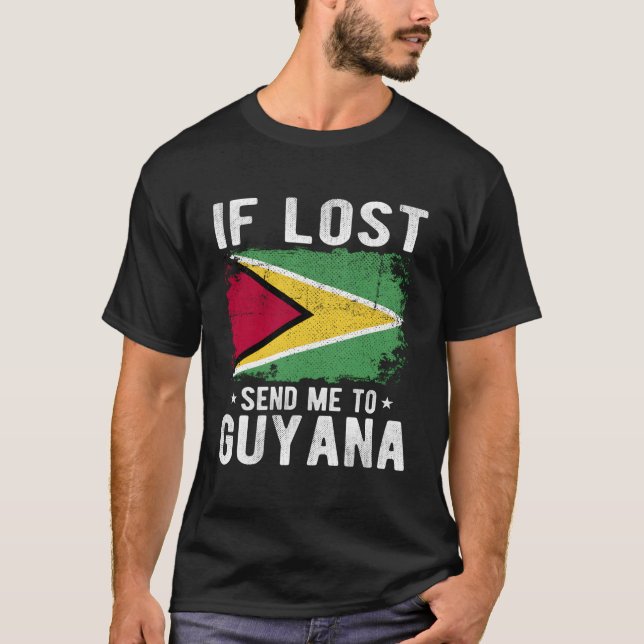 Camiseta Guyana Flag Souvenir - Se Perdido Me Enviar Para A (Frente)