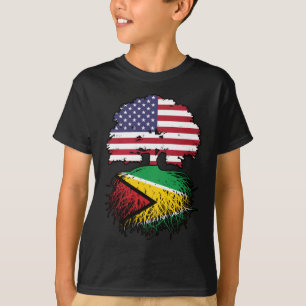 Camiseta Guyana Guyanese American Tree Roots Flag