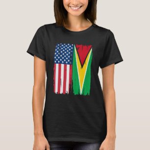 Camiseta Guyana Half american Flag Roots