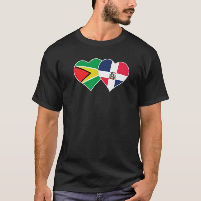 Camiseta Guyanese Dominican Flag Heart Guyana Dominican Rep (Frente)