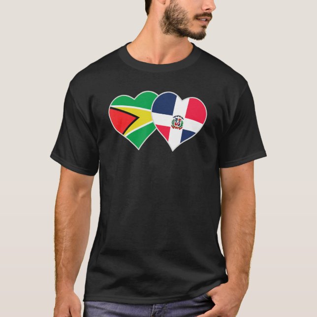 Camiseta Guyanese Dominican Flag Heart Guyana Dominican Rep (Frente)