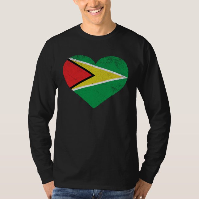 Camiseta Guyanese Flag Heart I Love Guyana (Frente)