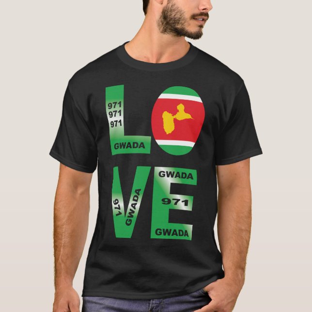Camiseta GWADA LOVE drapeau guadeloupe 971 de gwadloup (Frente)