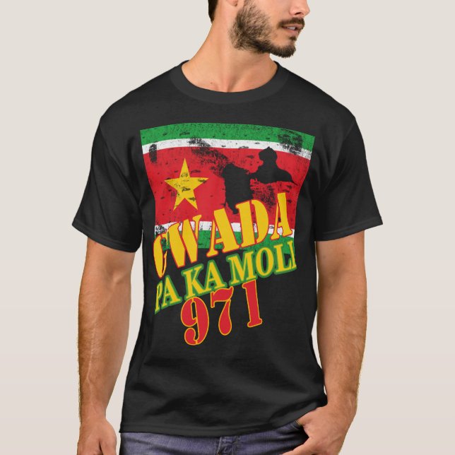 CAMISETA GWADA PA KA MOLI DRAPEAU 971 GUADELOUPE CREOLE (Frente)
