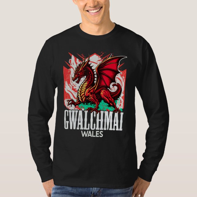 Camiseta Gwalchmai Wales Welsh Flag Y Ddraig Goch Dragon (Frente)