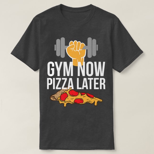 Camiseta Gym Agora Pizza Mais Tarde Pizza e Gym Bag roupa (Frente do Design)