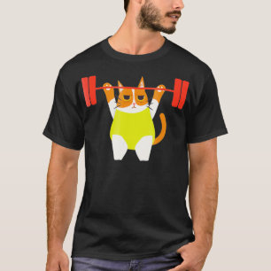 Camiseta Gym De Trabalho De Gato Que Levanta Engraçado