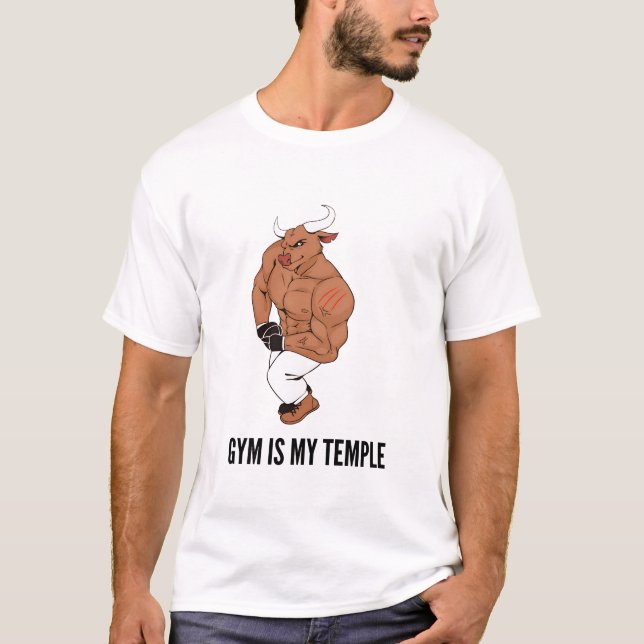 Camiseta Gym Is My Temple Bull T-Shirt | Bodybuilding  (Frente)