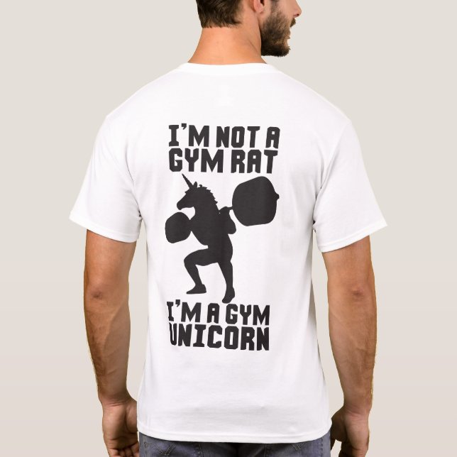 Camiseta Gym Rat vs Gym Unicorn - Engraçado Inspiração de W (Verso)